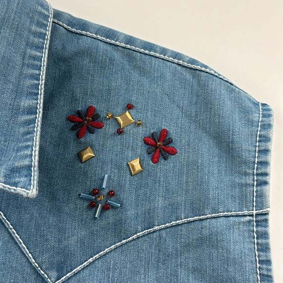 Wrangler denim pearl snap embellished vest tank top - Picture 3 of 5